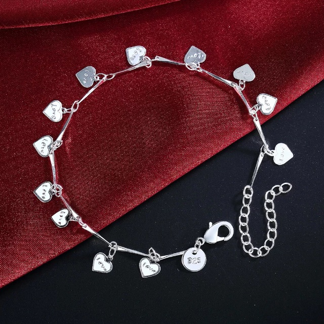 Gorgeous All Hearts Love 925 Silver Bracelet